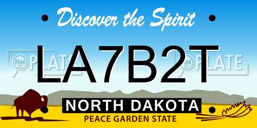 LA7B2T North Dakota License Plate