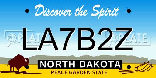 LA7B2Z North Dakota License Plate