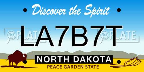 LA7B7T North Dakota License Plate