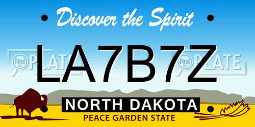 LA7B7Z North Dakota License Plate
