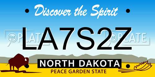 LA7S2Z North Dakota License Plate