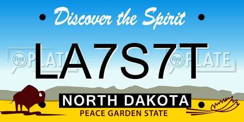 LA7S7T North Dakota License Plate