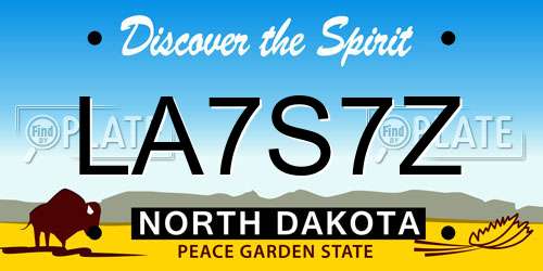 LA7S7Z North Dakota License Plate