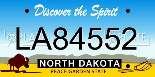 LA84552 North Dakota License Plate