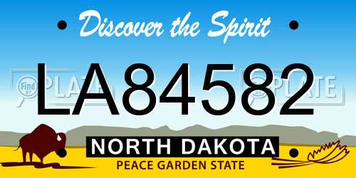 LA84582 North Dakota License Plate