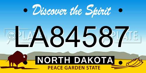 LA84587 North Dakota License Plate