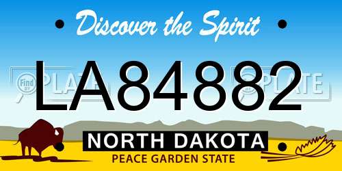 LA84882 North Dakota License Plate