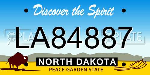 LA84887 North Dakota License Plate