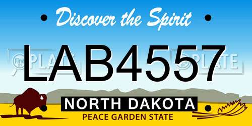 LAB4557 North Dakota License Plate
