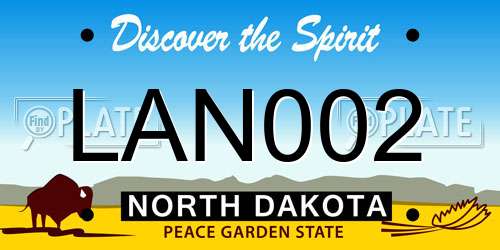 LAN002 North Dakota License Plate