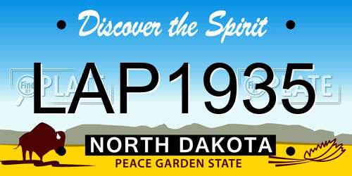 LAP1935 North Dakota License Plate