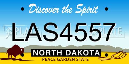 LAS4557 North Dakota License Plate