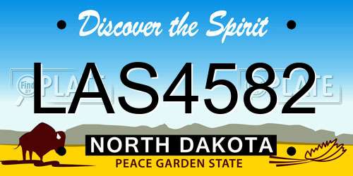 LAS4582 North Dakota License Plate