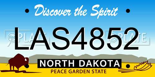 LAS4852 North Dakota License Plate