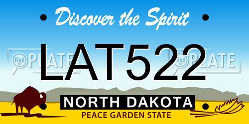 LAT522 North Dakota License Plate