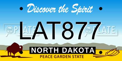 LAT877 North Dakota License Plate