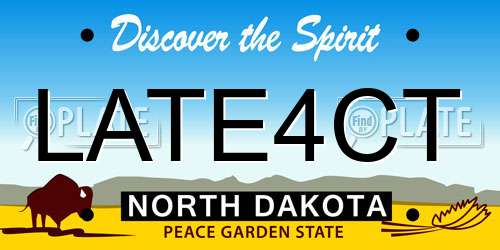 LATE4CT North Dakota License Plate