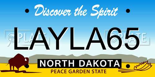 LAYLA65 North Dakota License Plate