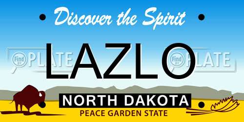 LAZLO North Dakota License Plate