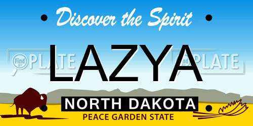 LAZYA North Dakota License Plate