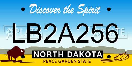 LB2A256 North Dakota License Plate