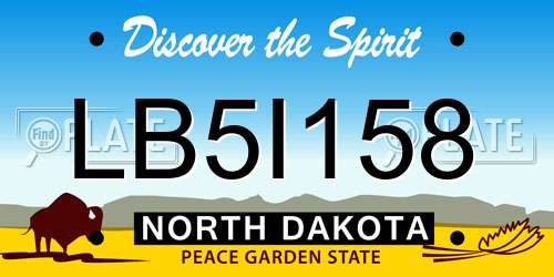 LB5I158 North Dakota License Plate