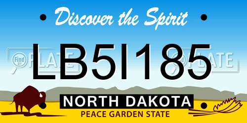 LB5I185 North Dakota License Plate