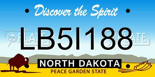 LB5I188 North Dakota License Plate