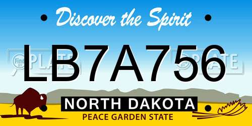 LB7A756 North Dakota License Plate