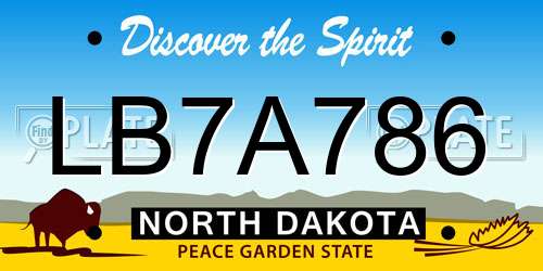 LB7A786 North Dakota License Plate