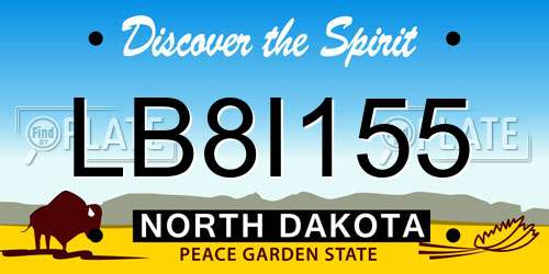 LB8I155 North Dakota License Plate