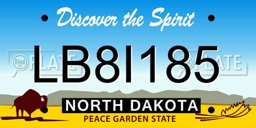 LB8I185 North Dakota License Plate