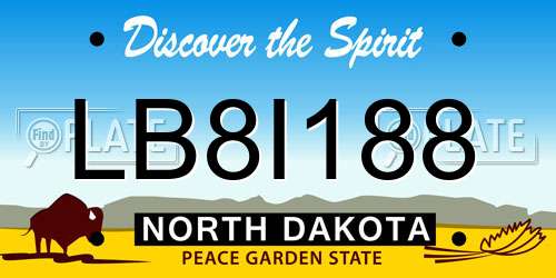 LB8I188 North Dakota License Plate