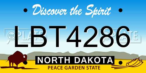 LBT4286 North Dakota License Plate