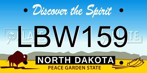 LBW159 North Dakota License Plate