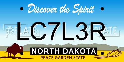 LC7L3R North Dakota License Plate