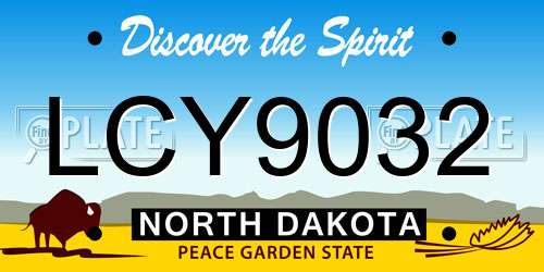 LCY9032 North Dakota License Plate