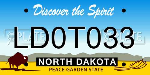 LD0T033 North Dakota License Plate
