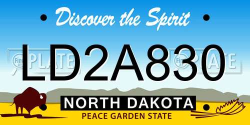 LD2A830 North Dakota License Plate