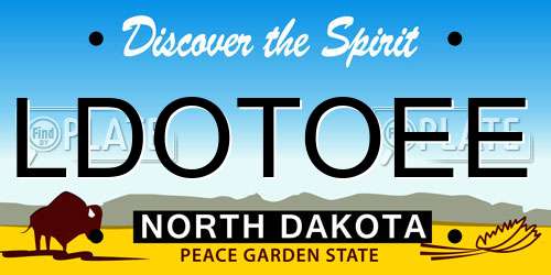 LDOTOEE North Dakota License Plate