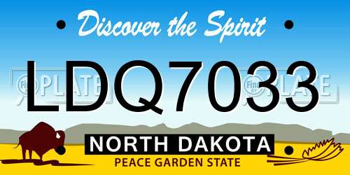 LDQ7033 North Dakota License Plate