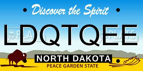 LDQTQEE North Dakota License Plate