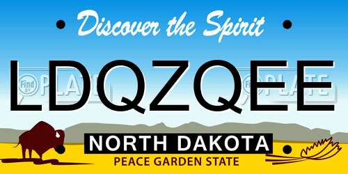 LDQZQEE North Dakota License Plate