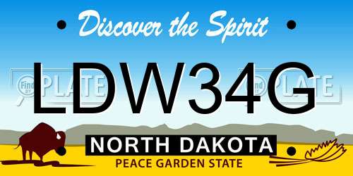 LDW34G North Dakota License Plate