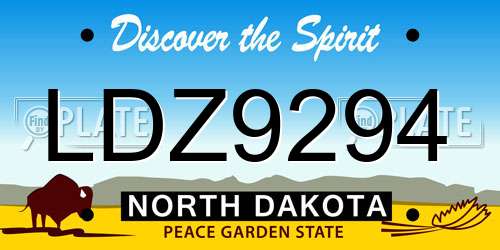 LDZ9294 North Dakota License Plate