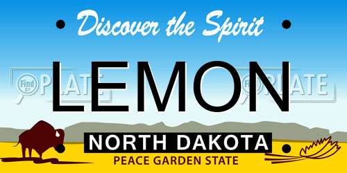 LEMON North Dakota License Plate