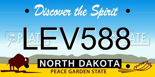 LEV588 North Dakota License Plate