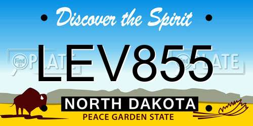 LEV855 North Dakota License Plate