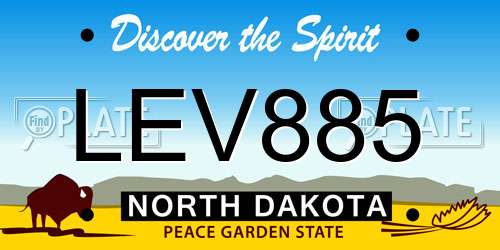 LEV885 North Dakota License Plate