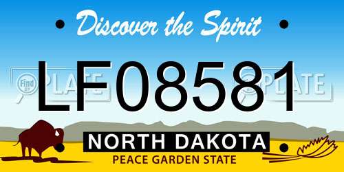 LF08581 North Dakota License Plate